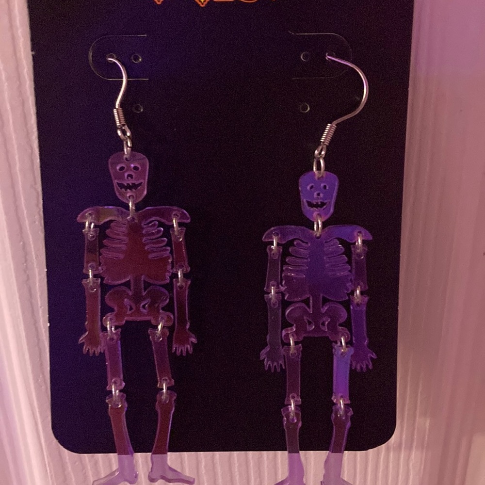 Spirt Halloween earrings,purple,3inch -4inchs- movable limbs